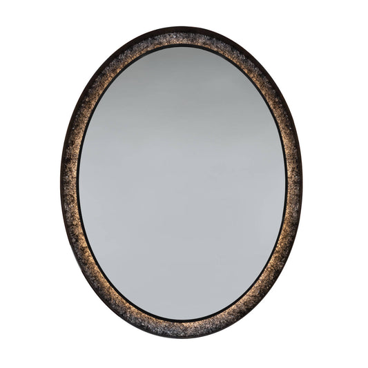 Savoy Floating Mirror Oval, Aged Iron
