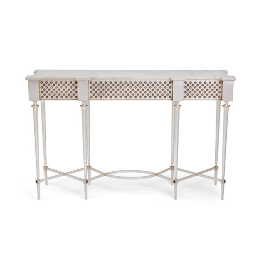 Edredon Console Table Silver Blanc
