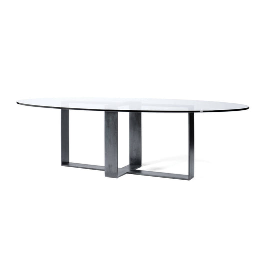 Ribbon Cross Dining Table, Iron, Four Uprights
