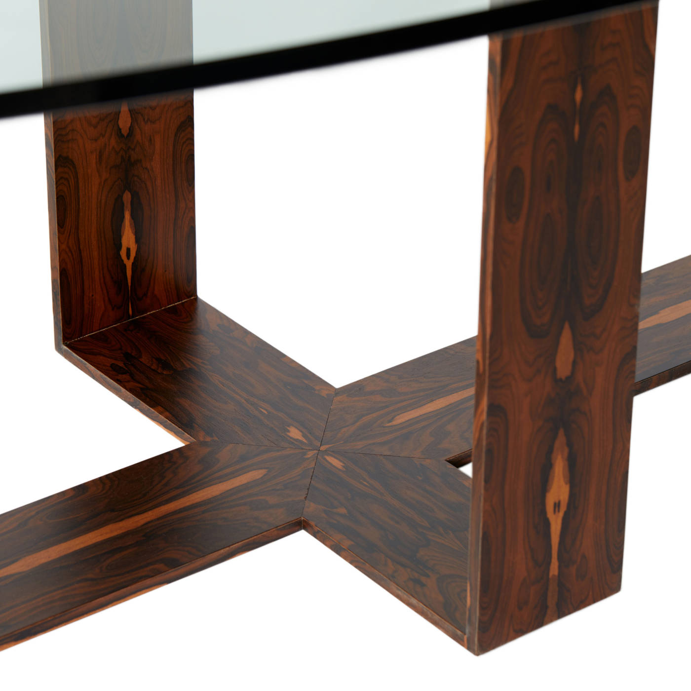 Ribbon Cross Dining Table Iron Ziricote Veneer