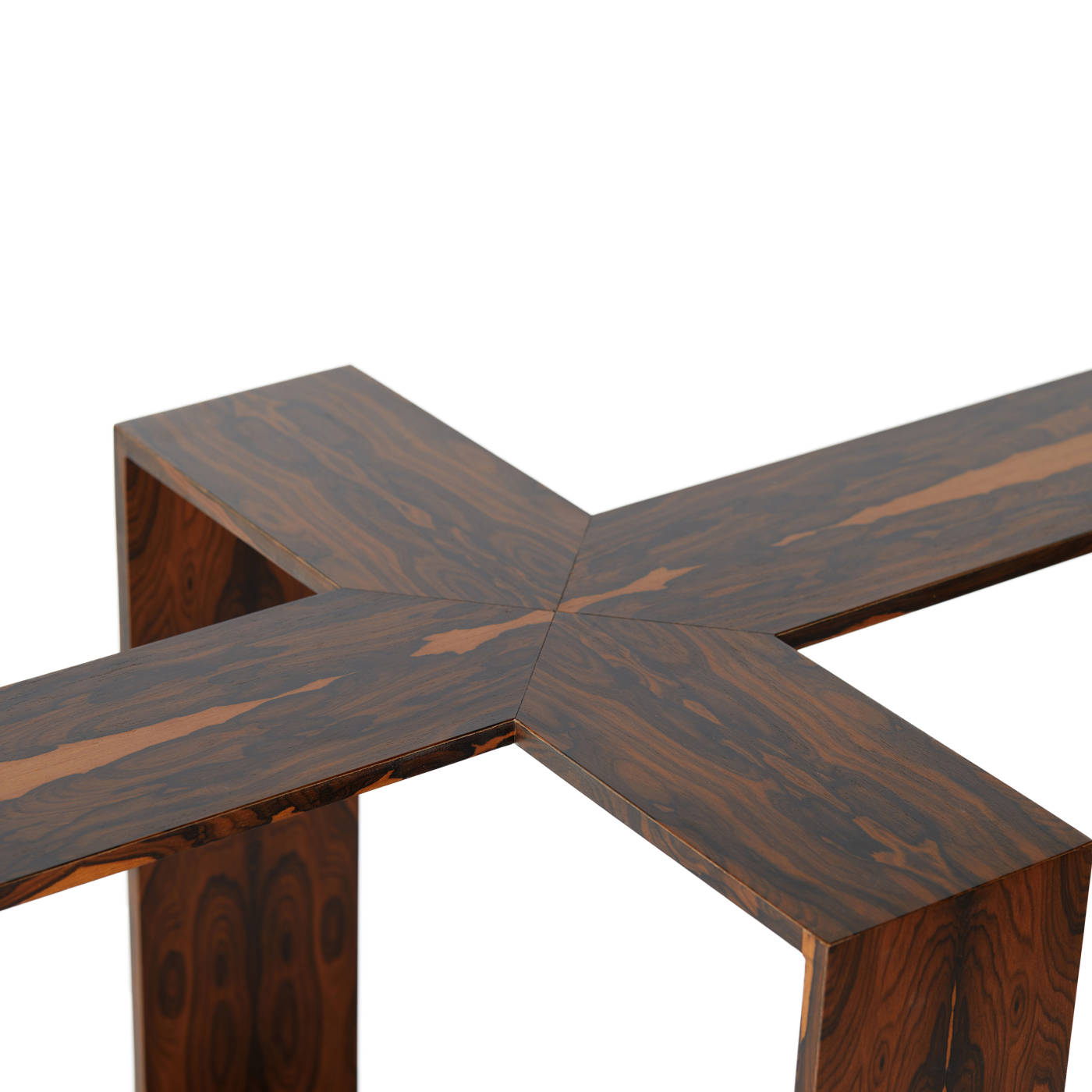 Ribbon Cross Dining Table Iron Ziricote Veneer