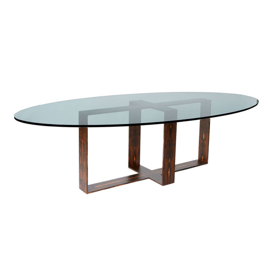 Ribbon Cross Dining Table Iron Ziricote Veneer