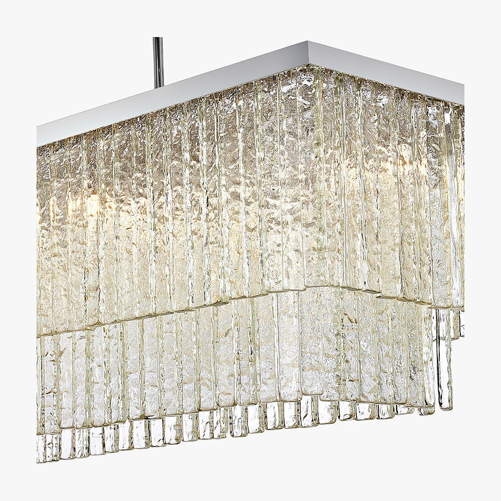 Large Two Tier Rectangular in Clear Hammered
