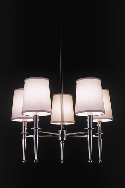 Polished Nickel Five Arm Chandelier