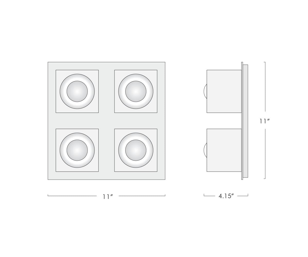 Glacon 4 Light Square Sconce / Flush Mount