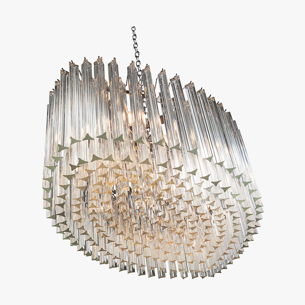 Concave Drum Oval Chandelier in Clear